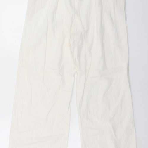 Bonmarché Womens White  Linen Trousers  Size 14 L31 in Regular
