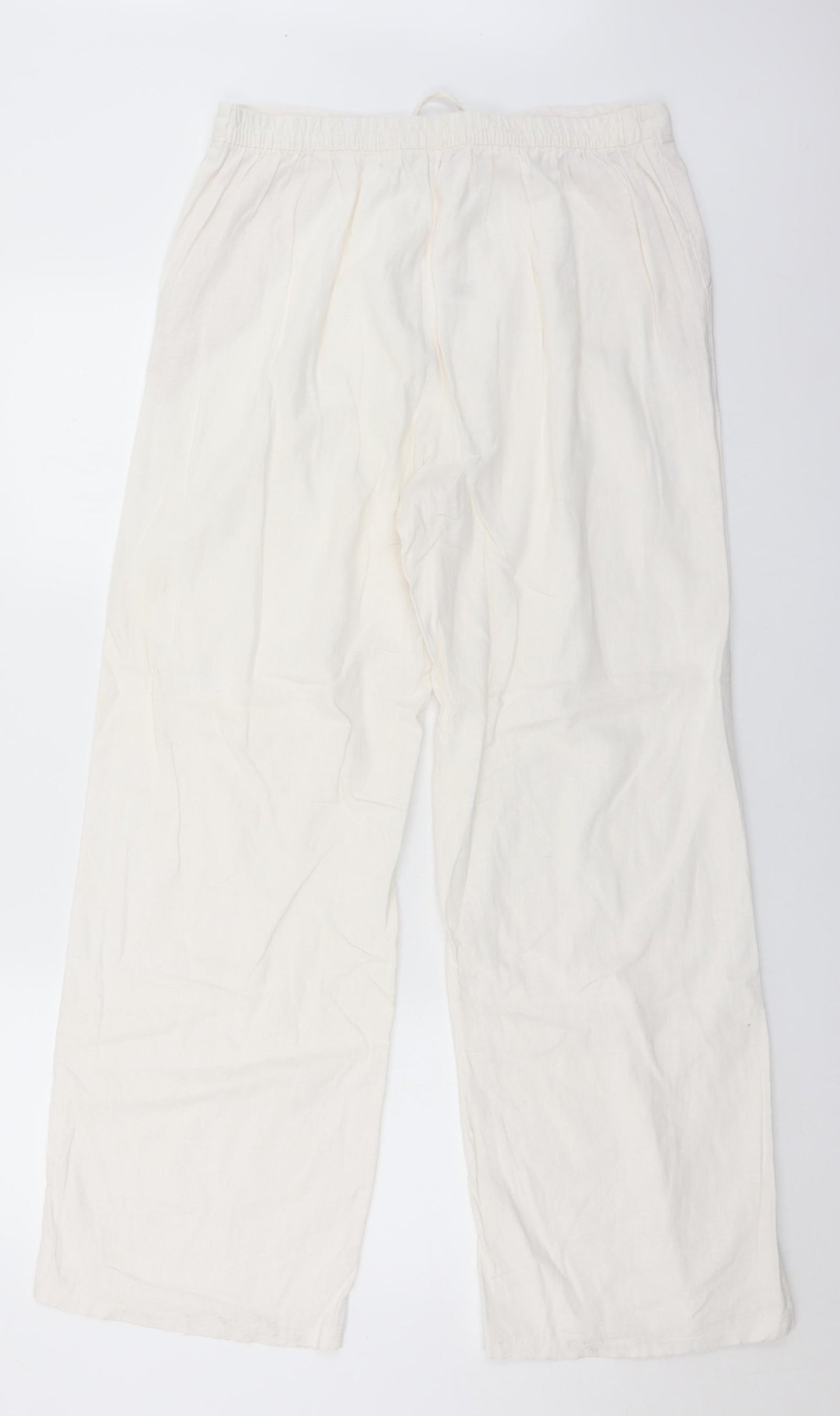 Bonmarché Womens White  Linen Trousers  Size 14 L31 in Regular