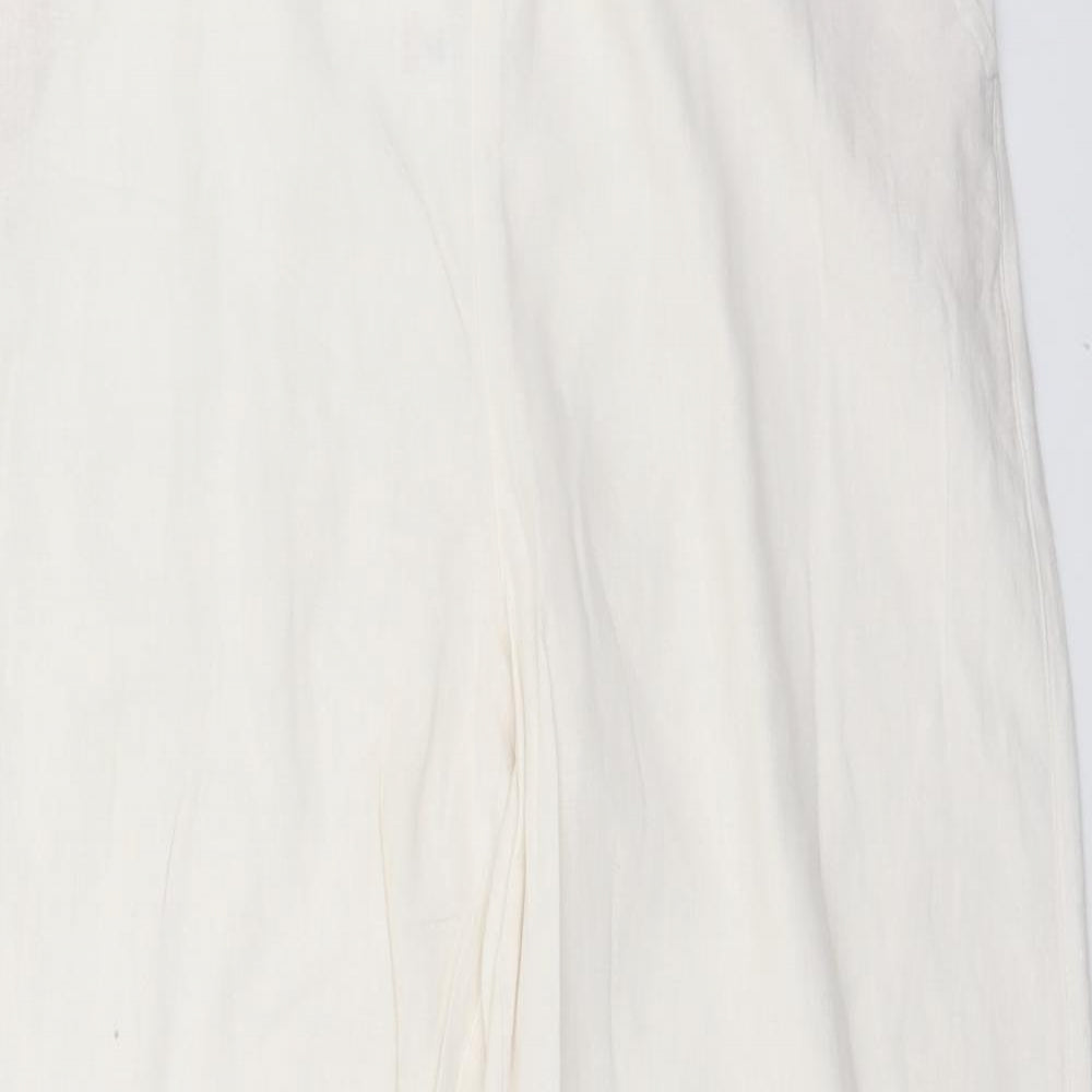 Bonmarché Womens White  Linen Trousers  Size 14 L31 in Regular