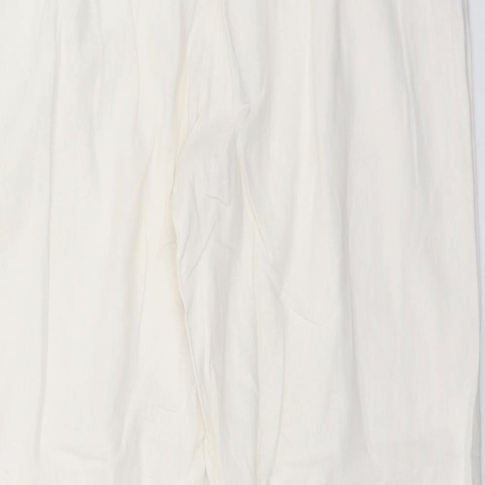 Bonmarché Womens White  Linen Trousers  Size 14 L31 in Regular