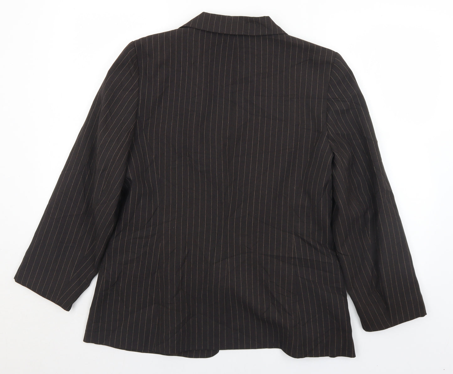BHS Womens Brown Pinstripe Polyester Jacket Suit Jacket Size 16