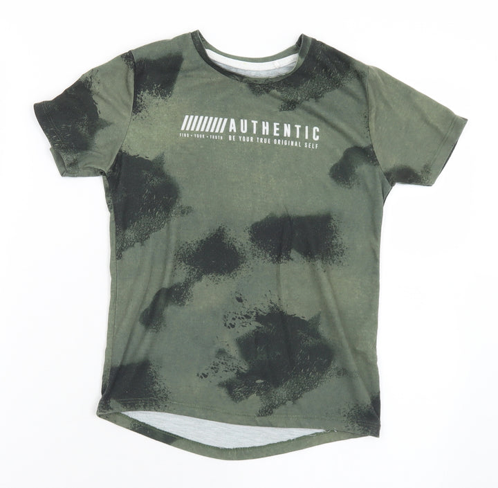 Primark Boys Green  Polyester Basic T-Shirt Size 7-8 Years Crew Neck  - Authentic
