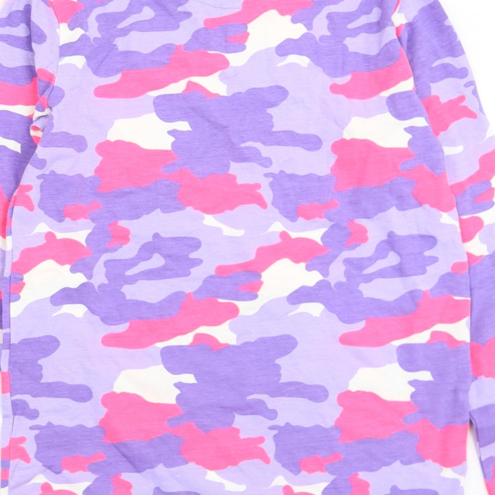 Marks and Spencer Girls Multicoloured Camouflage Cotton Jersey T-Shirt Size 12-13 Years Crew Neck