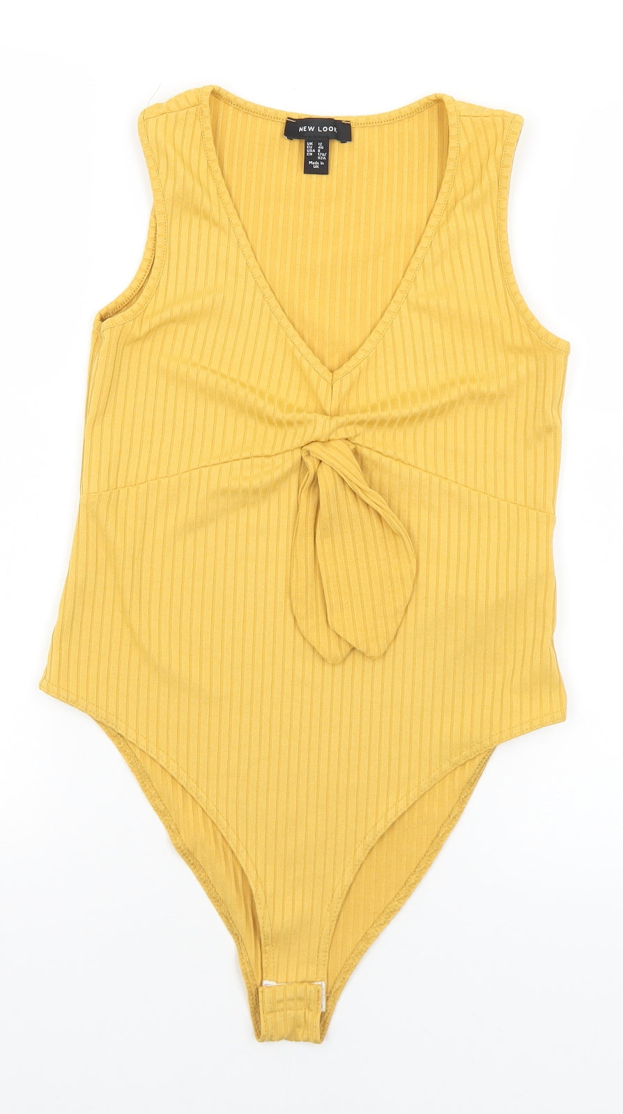 New Look Womens Yellow  Polyester Bodysuit One-Piece Size 12  Snap