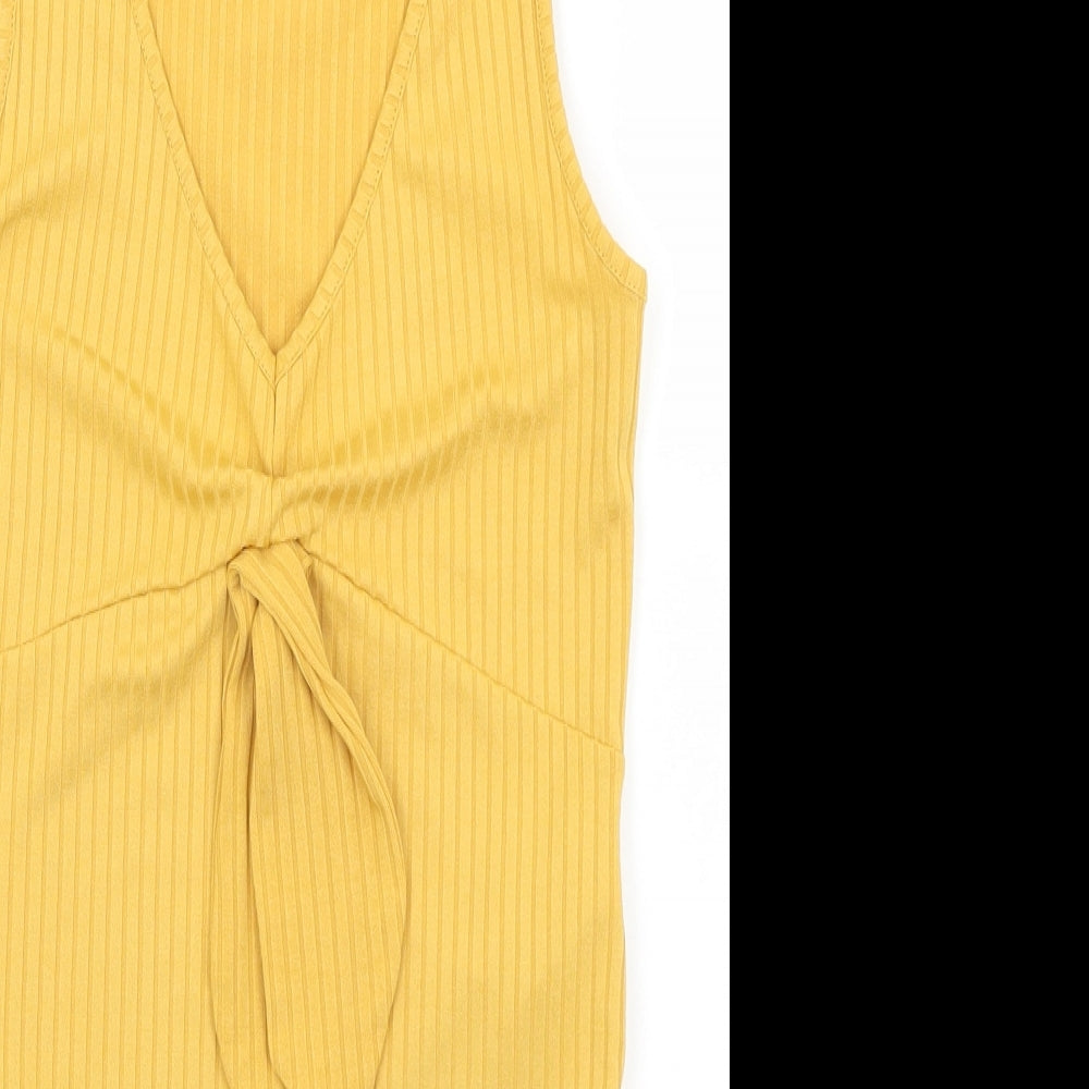 New Look Womens Yellow  Polyester Bodysuit One-Piece Size 12  Snap