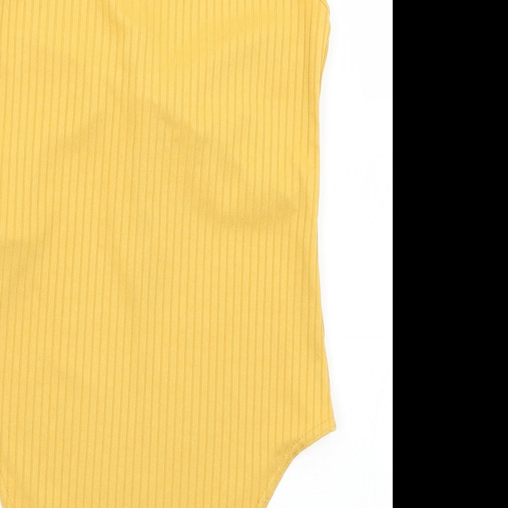 New Look Womens Yellow  Polyester Bodysuit One-Piece Size 12  Snap