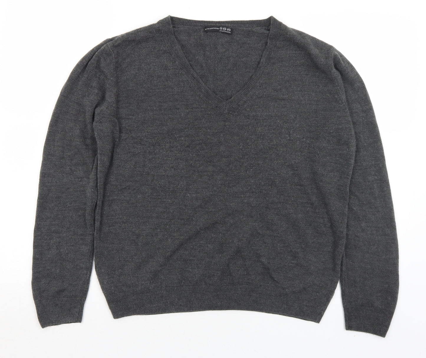 Primark Womens Grey V-Neck  Acrylic Pullover Jumper Size 18