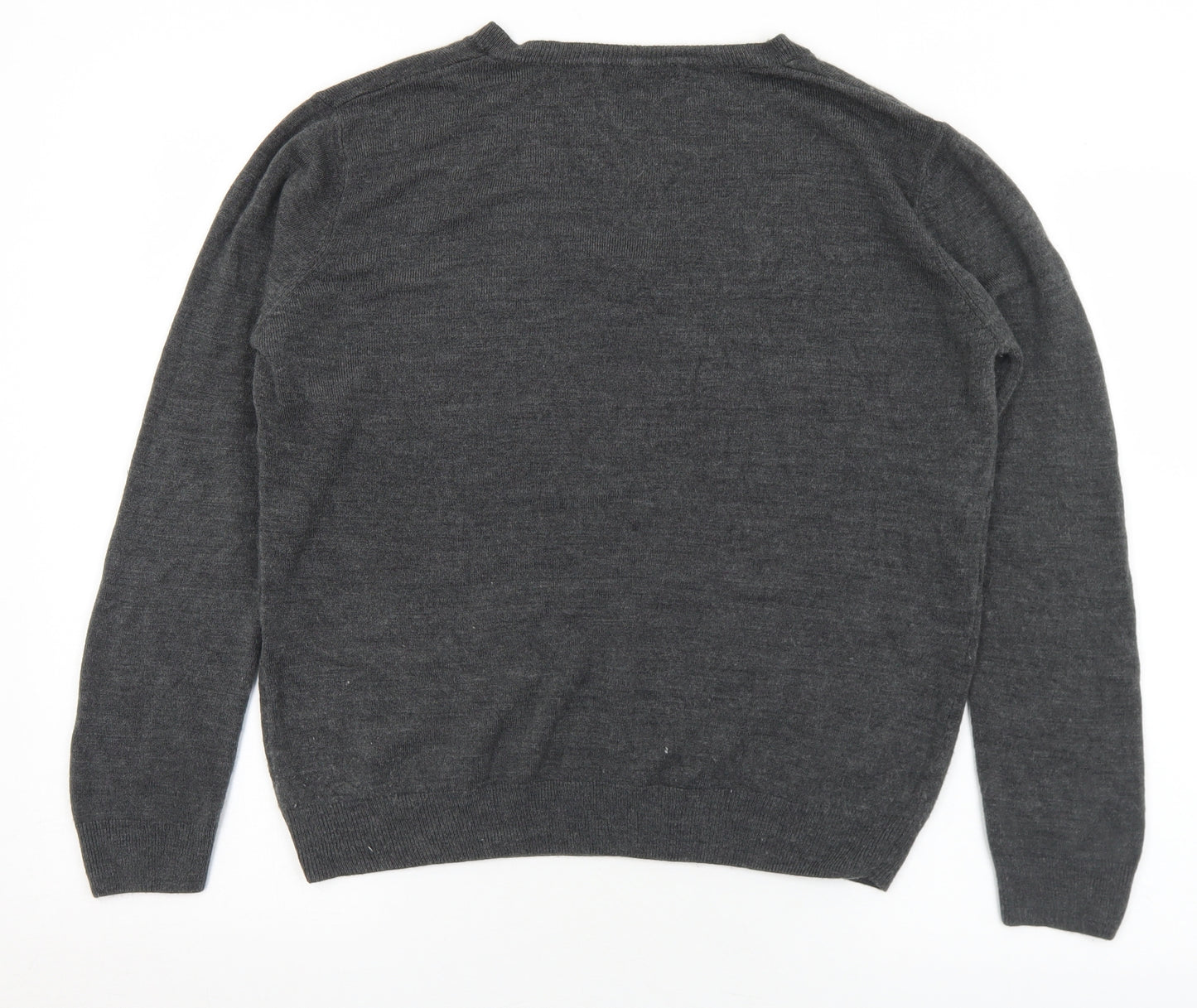 Primark Womens Grey V-Neck  Acrylic Pullover Jumper Size 18