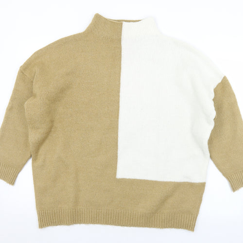 Preworn Womens Brown Mock Neck  Acrylic Pullover Jumper Size L