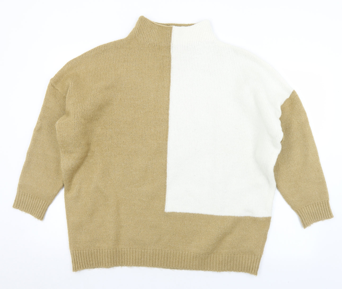 Preworn Womens Brown Mock Neck  Acrylic Pullover Jumper Size L