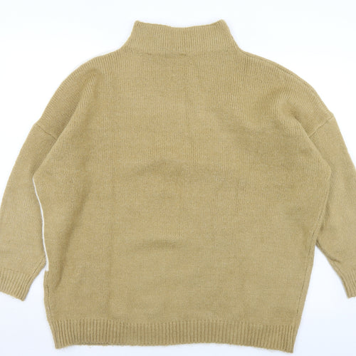 Preworn Womens Brown Mock Neck  Acrylic Pullover Jumper Size L
