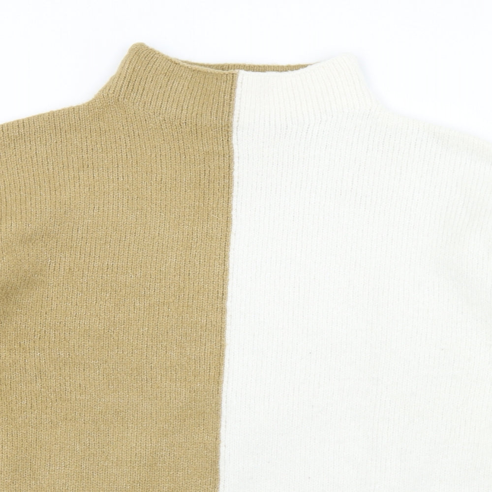 Preworn Womens Brown Mock Neck  Acrylic Pullover Jumper Size L
