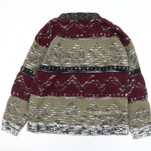 Chemistry Womens Multicoloured Round Neck Geometric Acrylic Pullover Jumper Size M