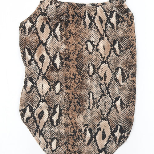 Brave Soul Womens Brown Animal Print Polyester Bodysuit One-Piece Size M