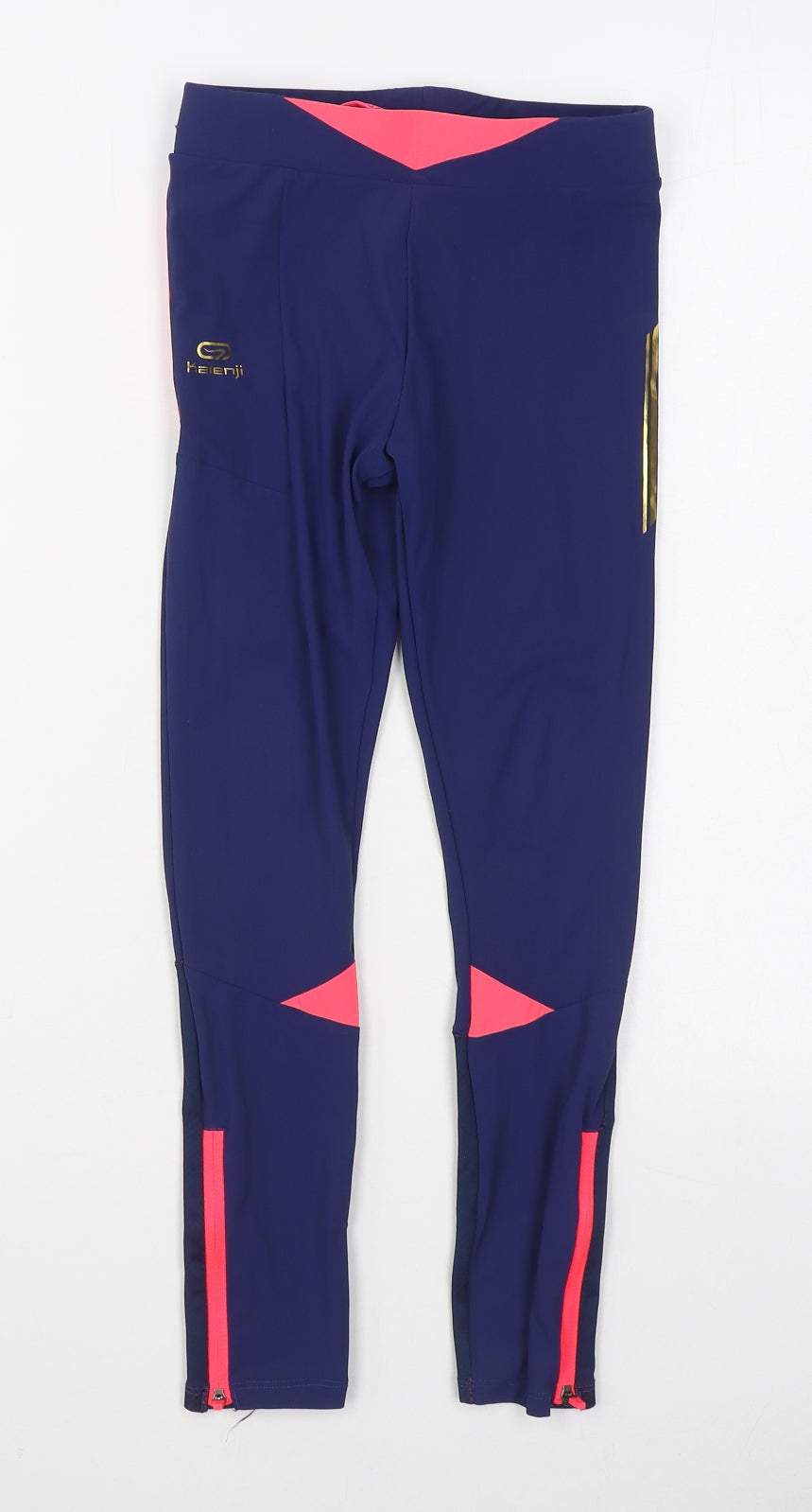 DECATHLON Girls Blue  Polyester Jogger Trousers Size 8-9 Years  Athletic Tie - Legging