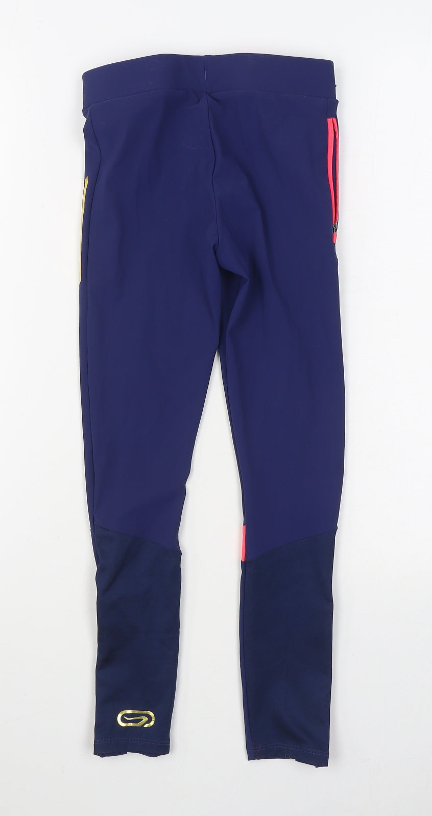 DECATHLON Girls Blue  Polyester Jogger Trousers Size 8-9 Years  Athletic Tie - Legging