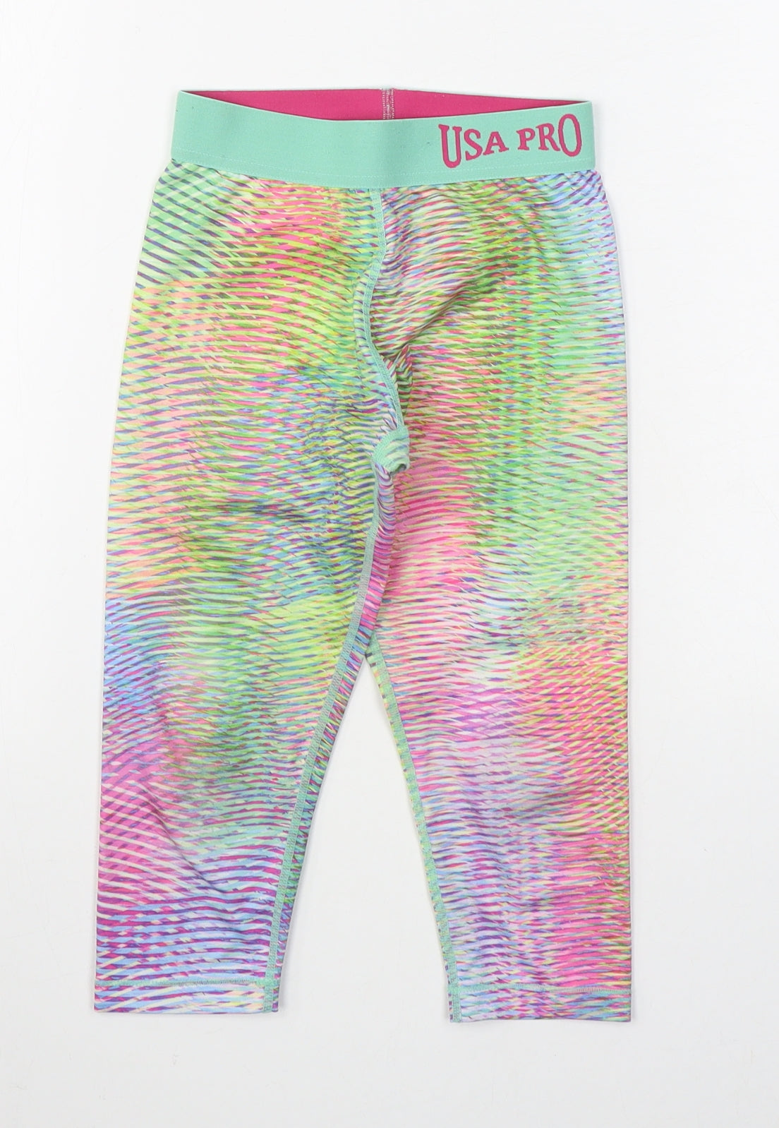 USA Pro Girls Multicoloured Geometric Polyester Cropped Trousers Size 7-8 Years  Athletic  - Legging