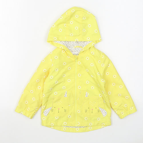 F&F Girls Yellow Geometric  Rain Coat Coat Size 12-18 Months   Zip