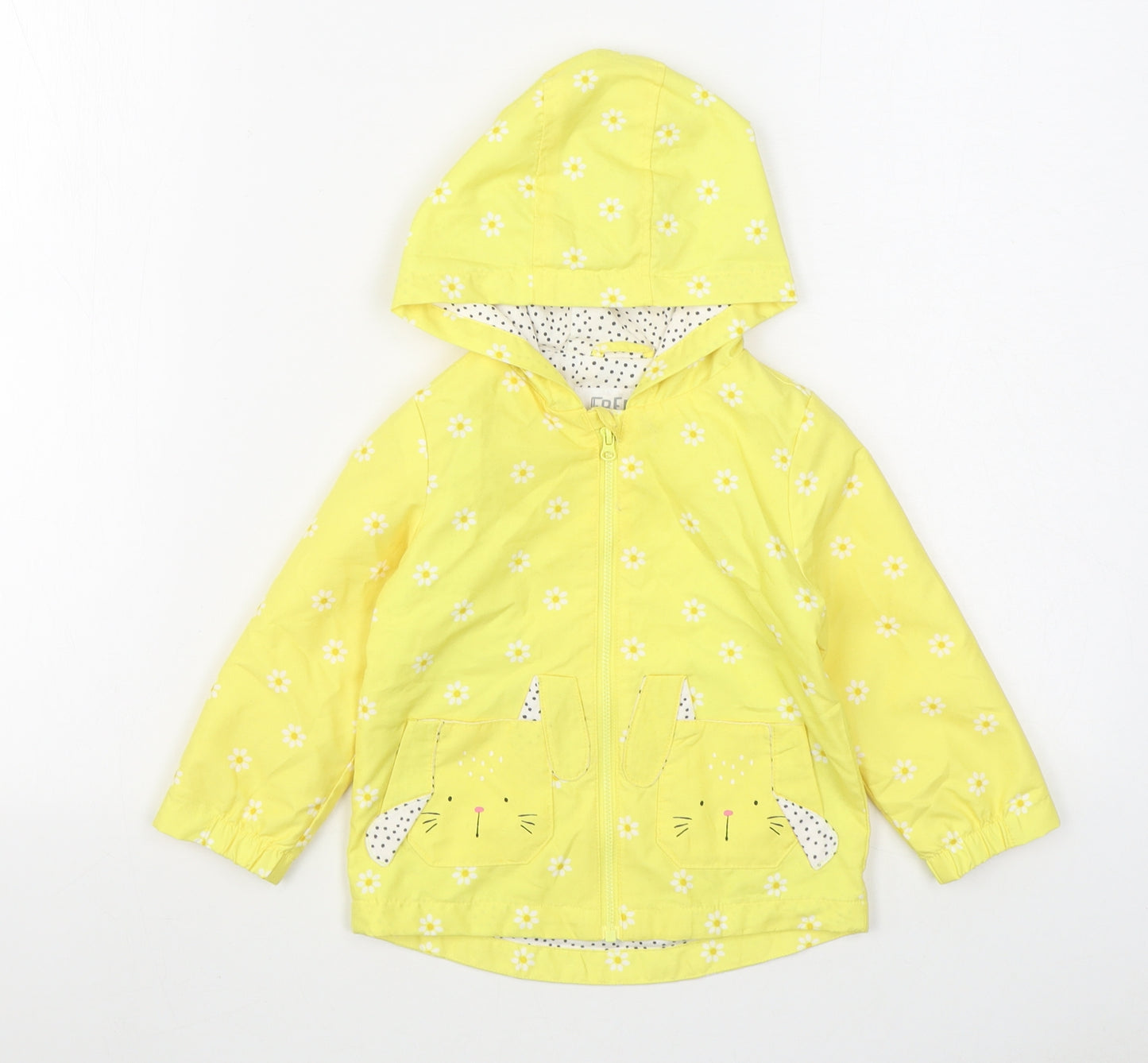 F&F Girls Yellow Geometric  Rain Coat Coat Size 12-18 Months   Zip