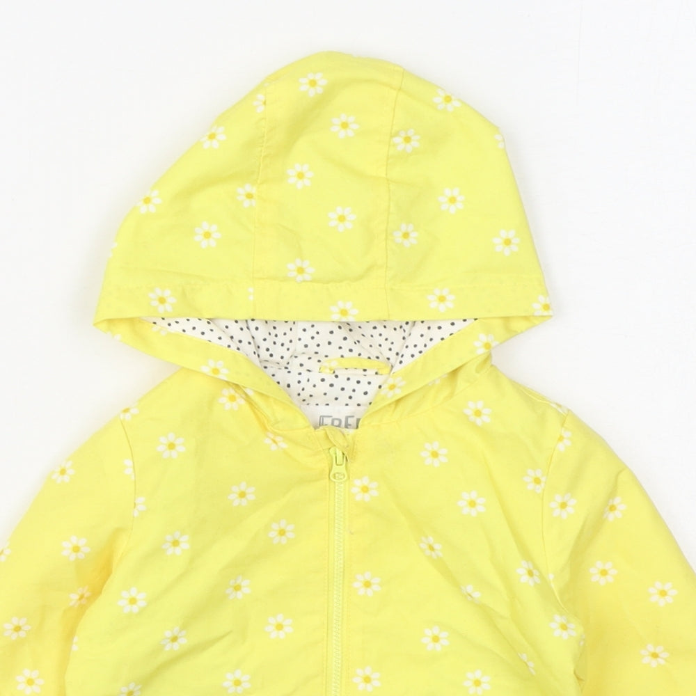 F&F Girls Yellow Geometric  Rain Coat Coat Size 12-18 Months   Zip