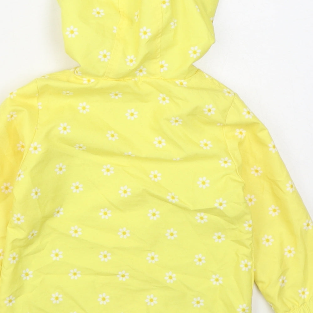 F&F Girls Yellow Geometric  Rain Coat Coat Size 12-18 Months   Zip