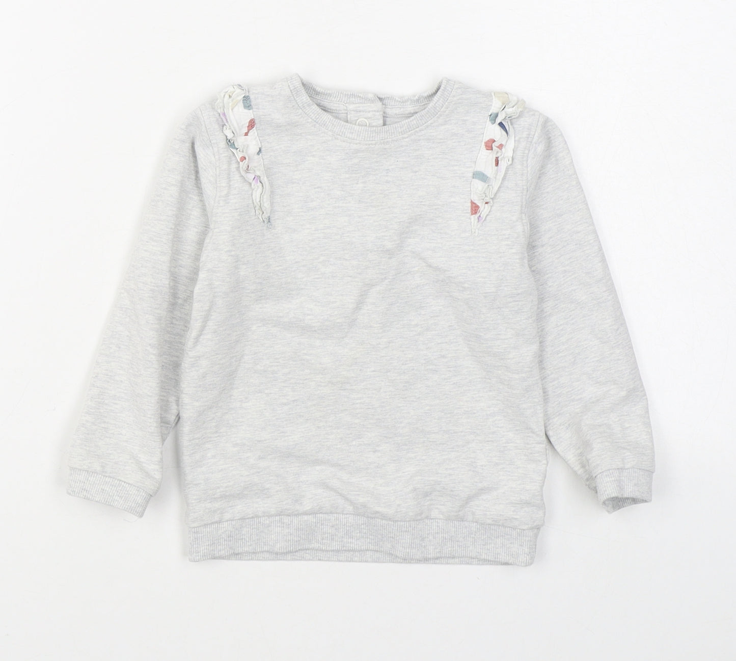 Marks and Spencer Girls Grey  Cotton Pullover Jumper Size 18-24 Months  Button