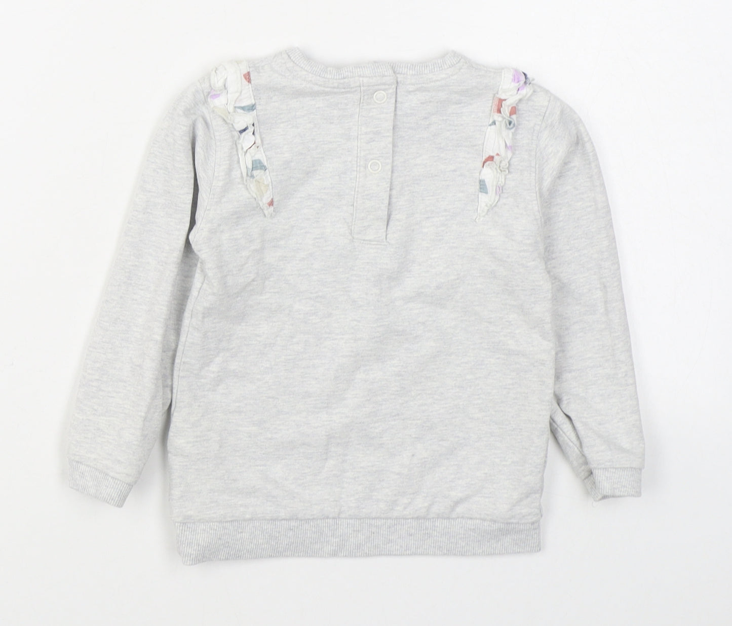 Marks and Spencer Girls Grey  Cotton Pullover Jumper Size 18-24 Months  Button
