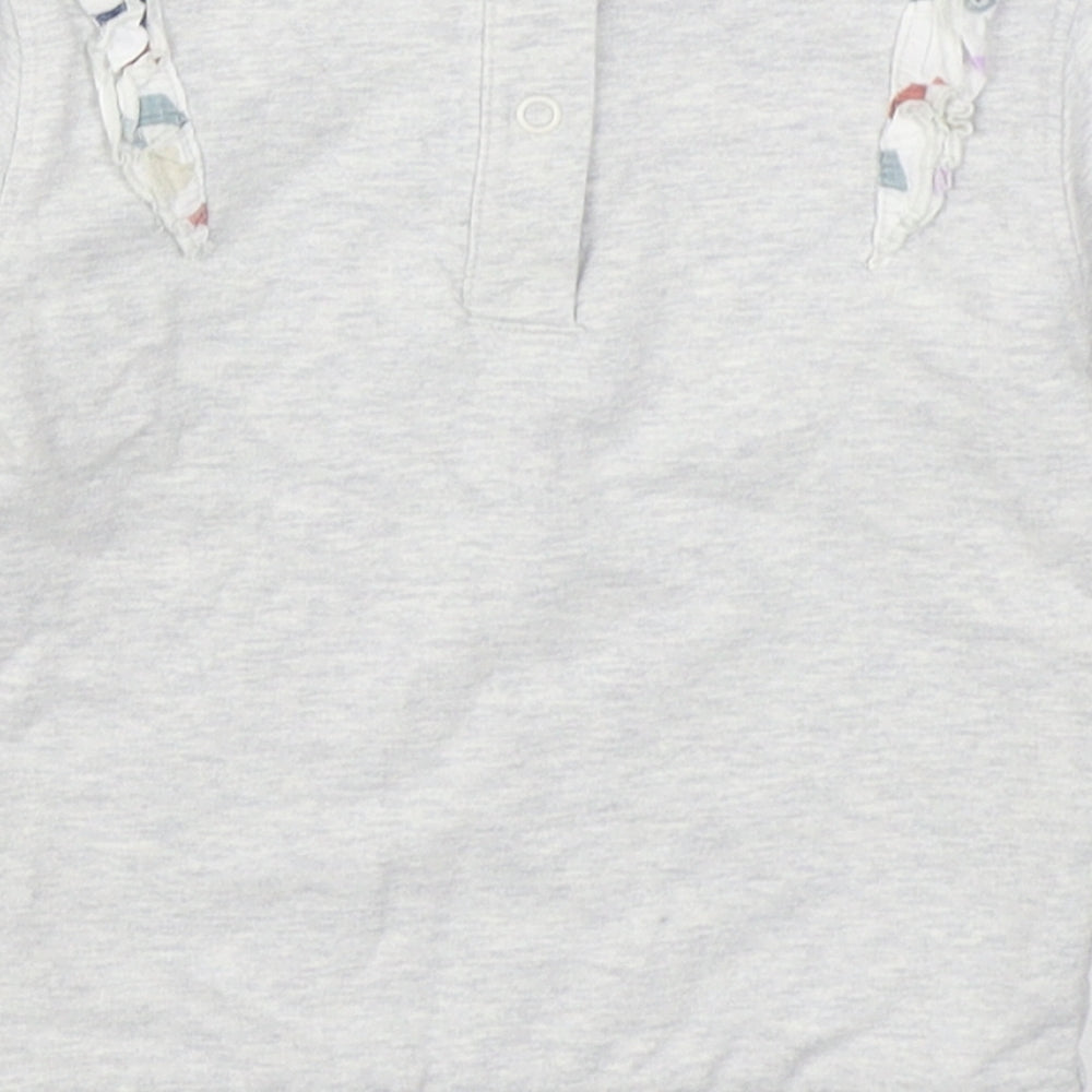 Marks and Spencer Girls Grey  Cotton Pullover Jumper Size 18-24 Months  Button