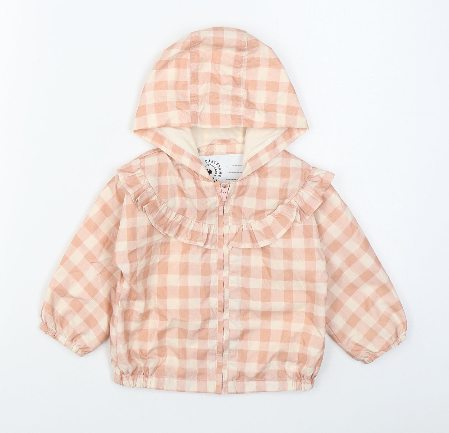 George Girls Pink Gingham  Rain Coat Coat Size 12-18 Months   Zip