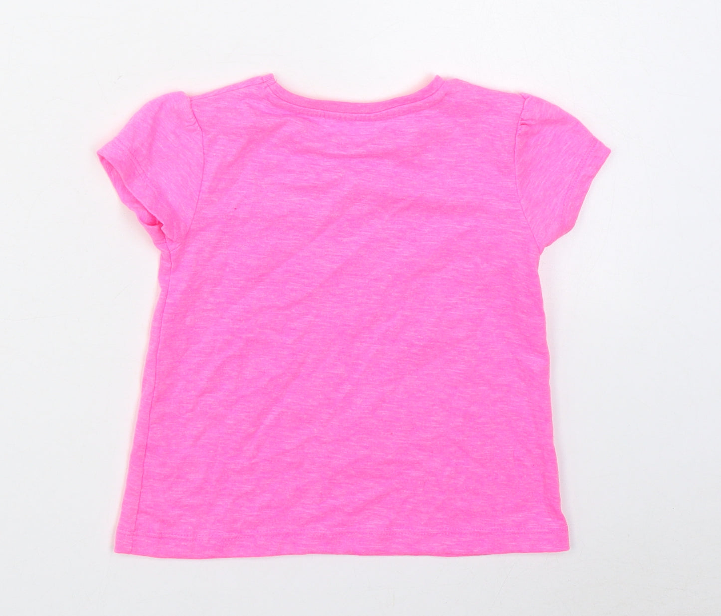 Dunnes Stores Girls Pink  Polyester Basic T-Shirt Size 12-18 Months Round Neck Pullover