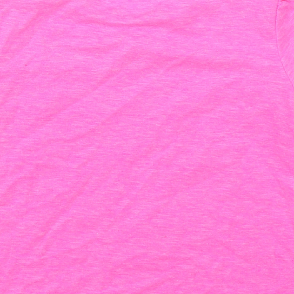 Dunnes Stores Girls Pink  Polyester Basic T-Shirt Size 12-18 Months Round Neck Pullover