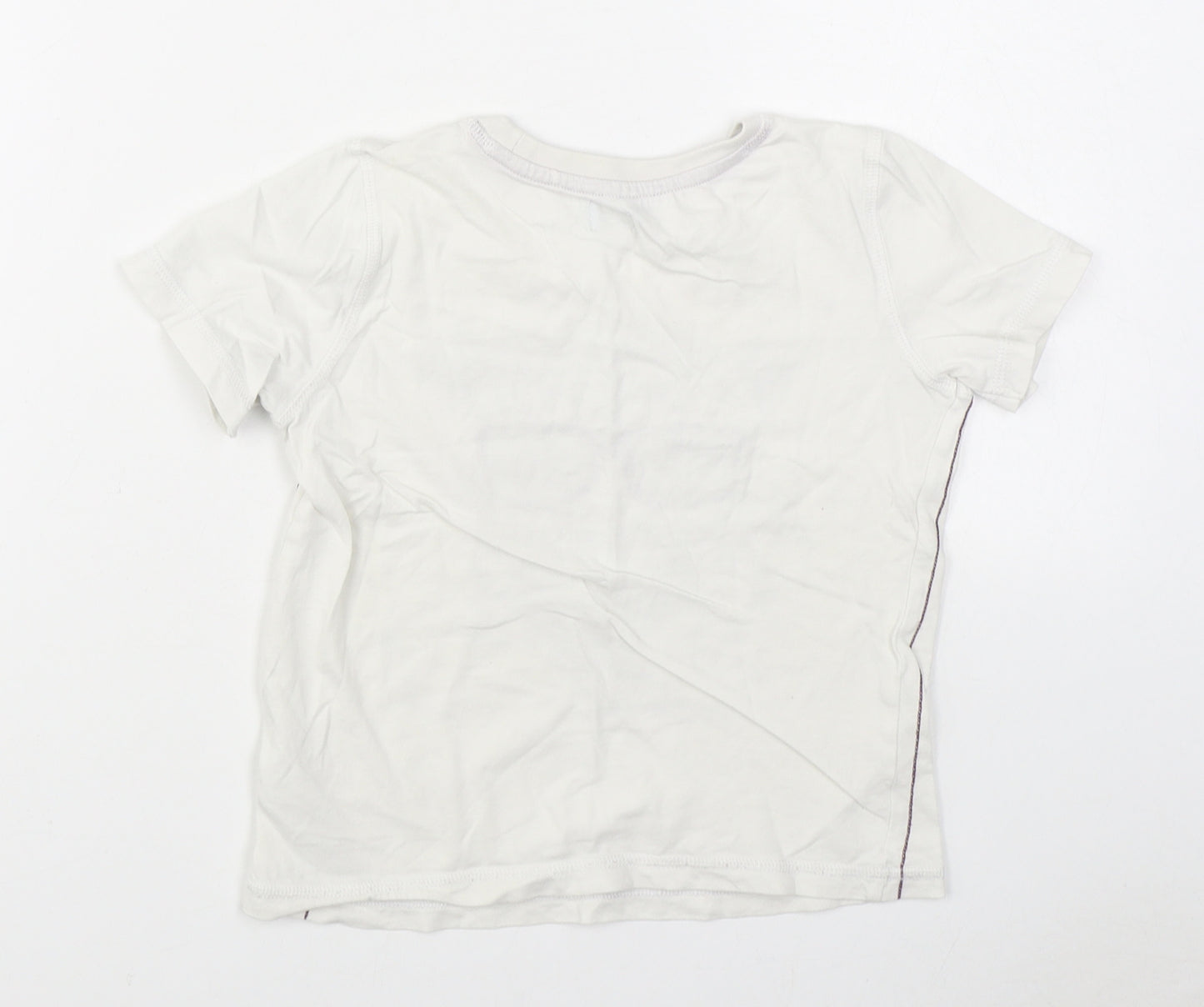 F&F Boys White  100% Cotton Basic T-Shirt Size 5-6 Years Round Neck Pullover