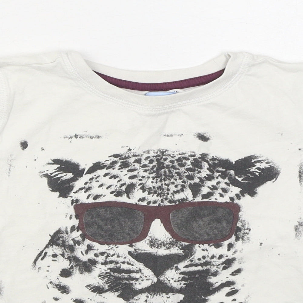 F&F Boys White  100% Cotton Basic T-Shirt Size 5-6 Years Round Neck Pullover