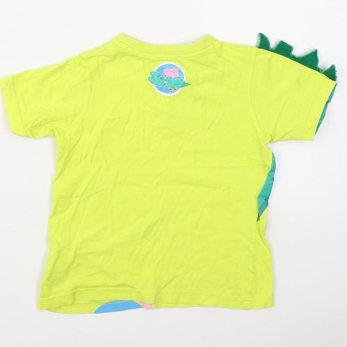 Marks and Spencer Boys Yellow  Cotton Basic T-Shirt Size 3-4 Years Round Neck Pullover - Peppa Pig