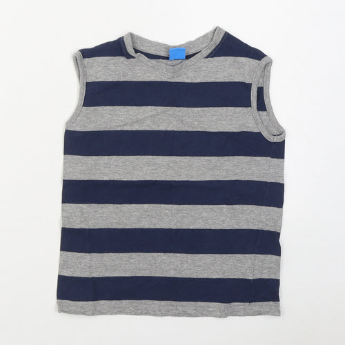Urban Boys Boys Grey Striped 100% Cotton Basic Tank Size 4-5 Years Round Neck Pullover