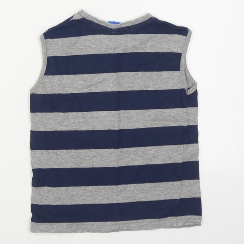 Urban Boys Boys Grey Striped 100% Cotton Basic Tank Size 4-5 Years Round Neck Pullover