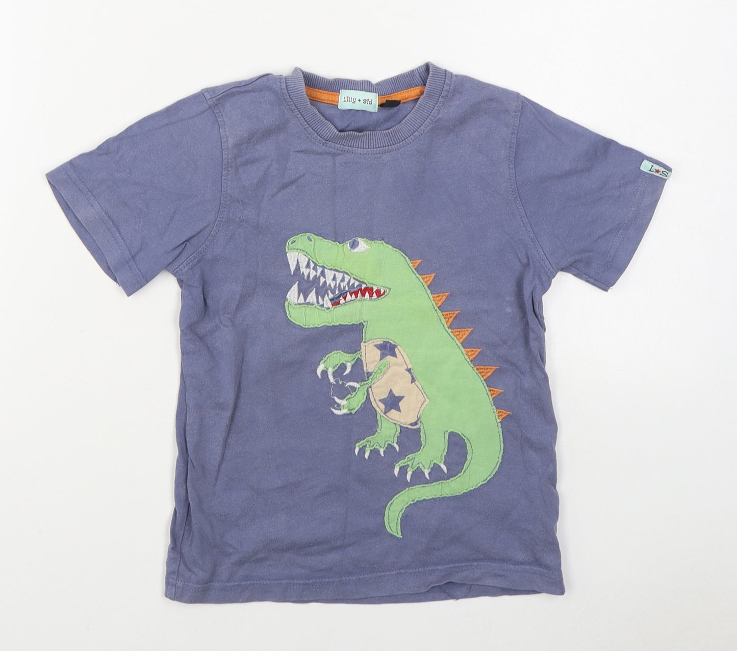 Lily & Sid Boys Blue  100% Cotton Basic T-Shirt Size 5-6 Years Round Neck Pullover