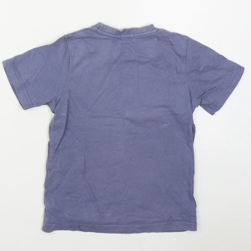 Lily & Sid Boys Blue  100% Cotton Basic T-Shirt Size 5-6 Years Round Neck Pullover