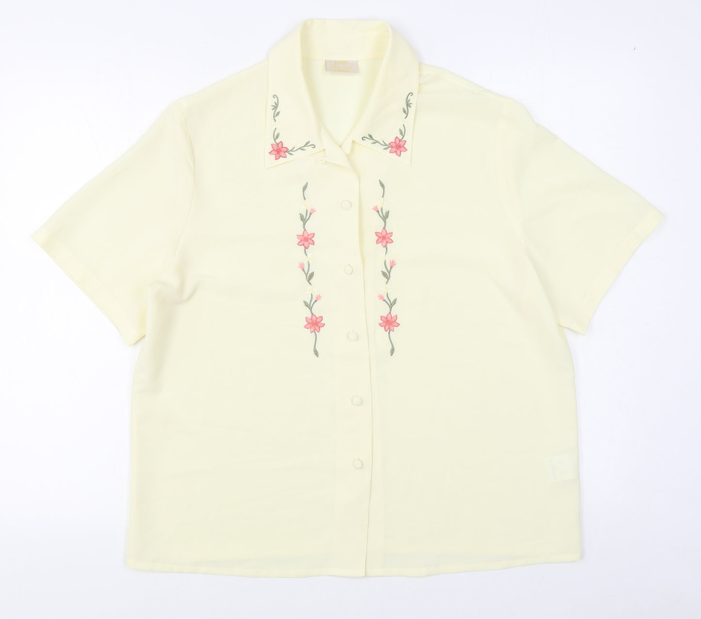 Eastex Womens Ivory  Polyester Basic Button-Up Size 14 Collared