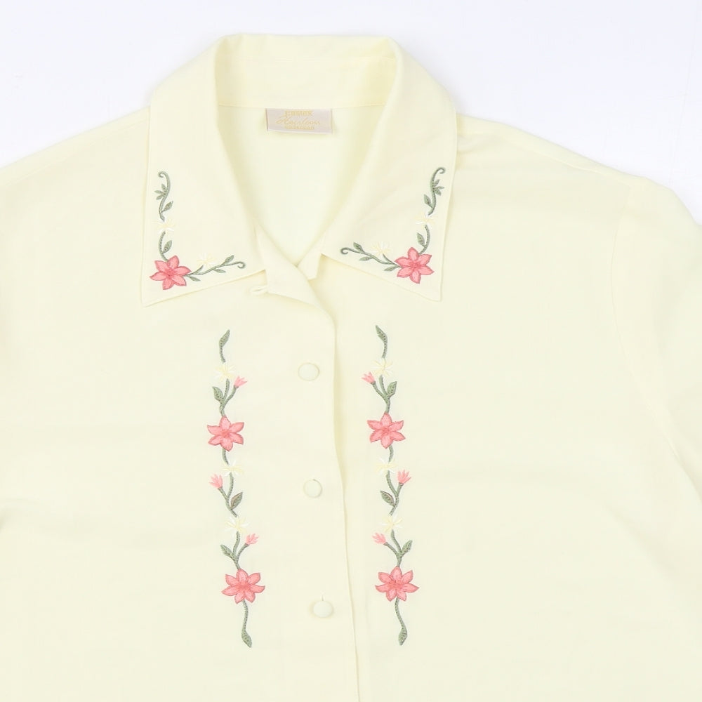 Eastex Womens Ivory  Polyester Basic Button-Up Size 14 Collared
