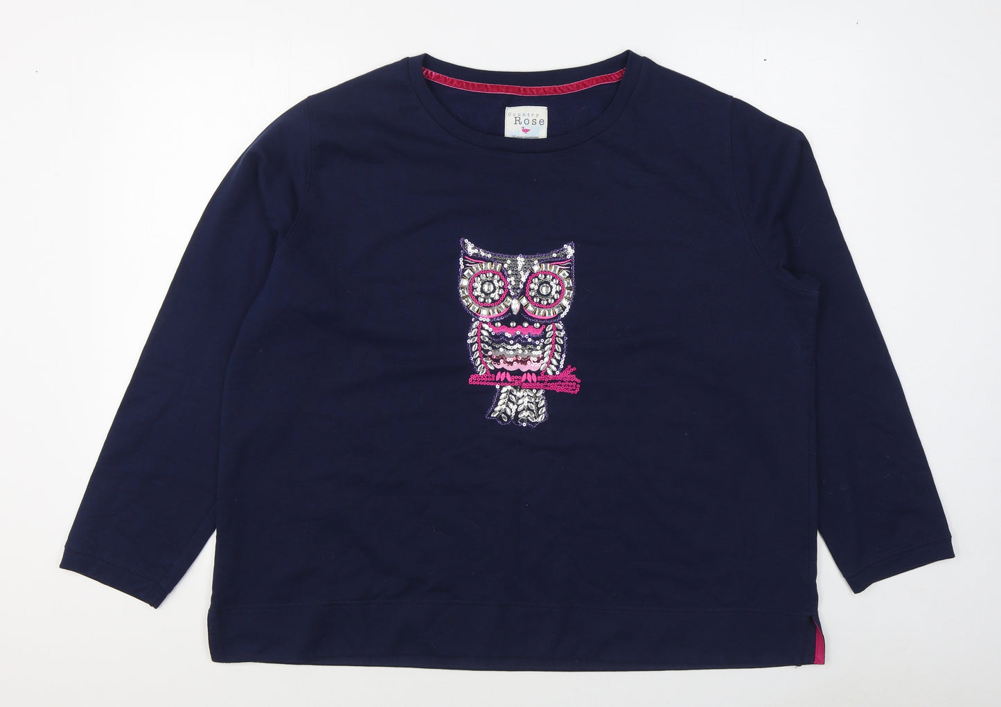 Country Rose Womens Blue  Cotton Pullover Sweatshirt Size XL  Pullover