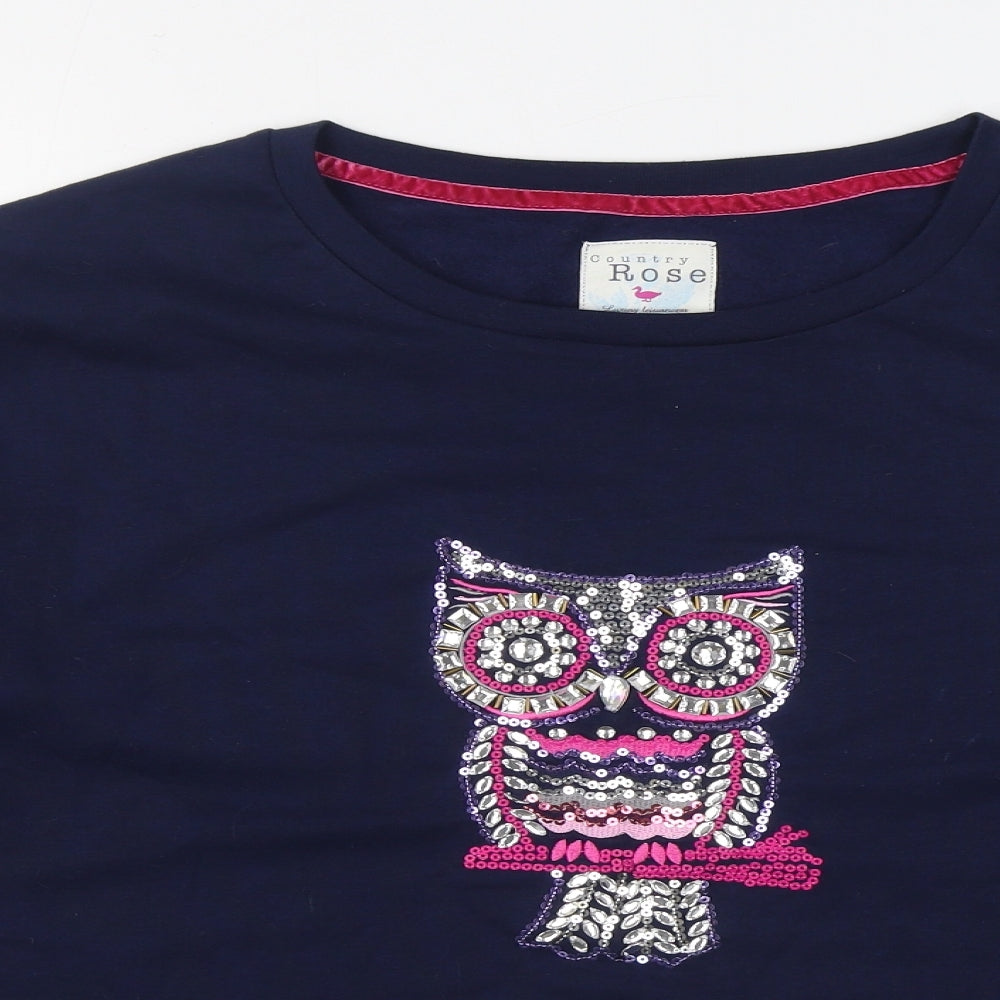 Country Rose Womens Blue  Cotton Pullover Sweatshirt Size XL  Pullover