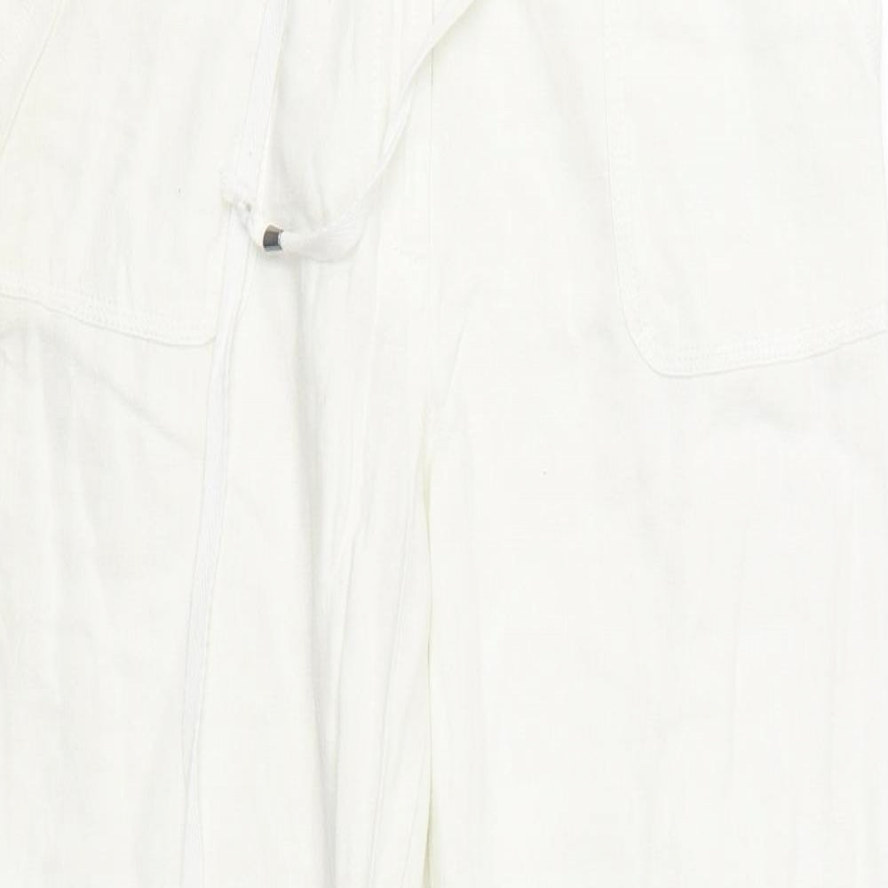 Papaya Womens White  Linen Trousers  Size 10 L28 in Regular Zip