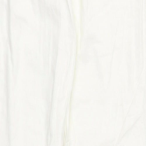 Papaya Womens White  Linen Trousers  Size 10 L28 in Regular Zip