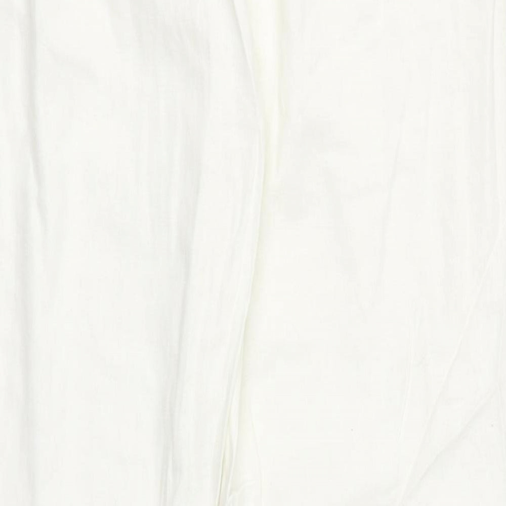 Papaya Womens White  Linen Trousers  Size 10 L28 in Regular Zip