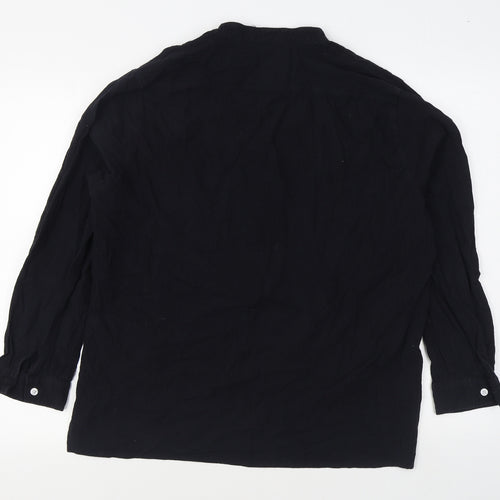 LVCBL Womens Black  Cotton Basic Button-Up Size XL Round Neck