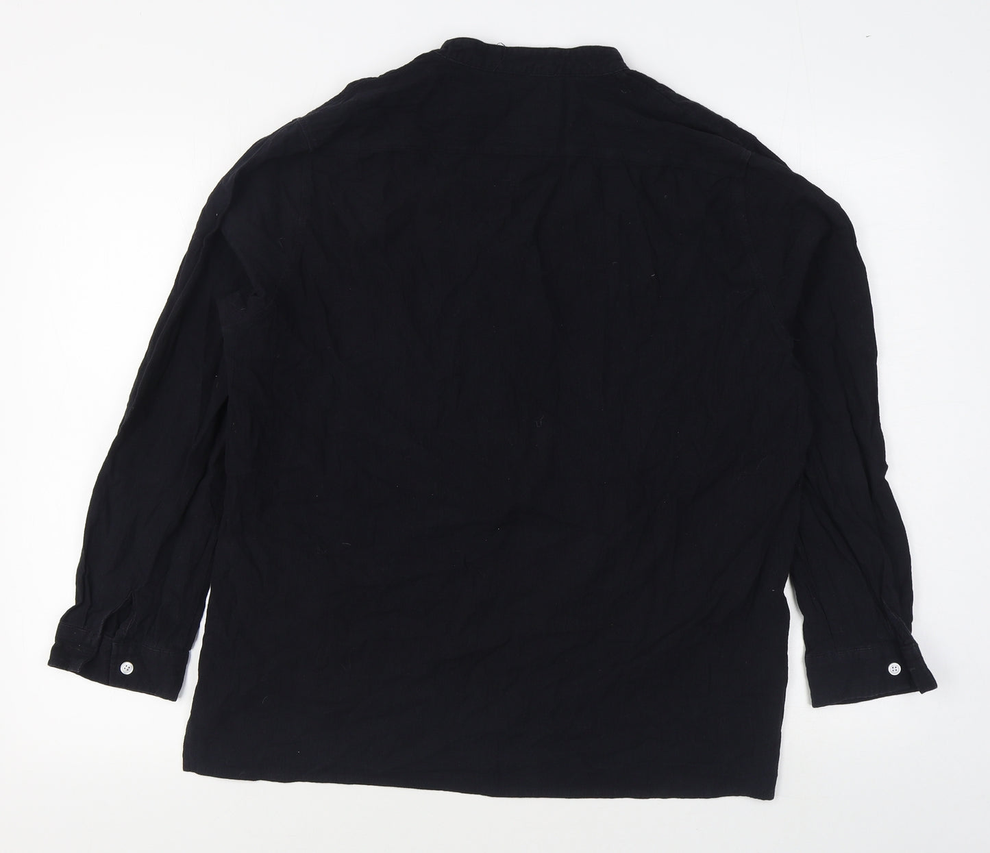 LVCBL Womens Black  Cotton Basic Button-Up Size XL Round Neck