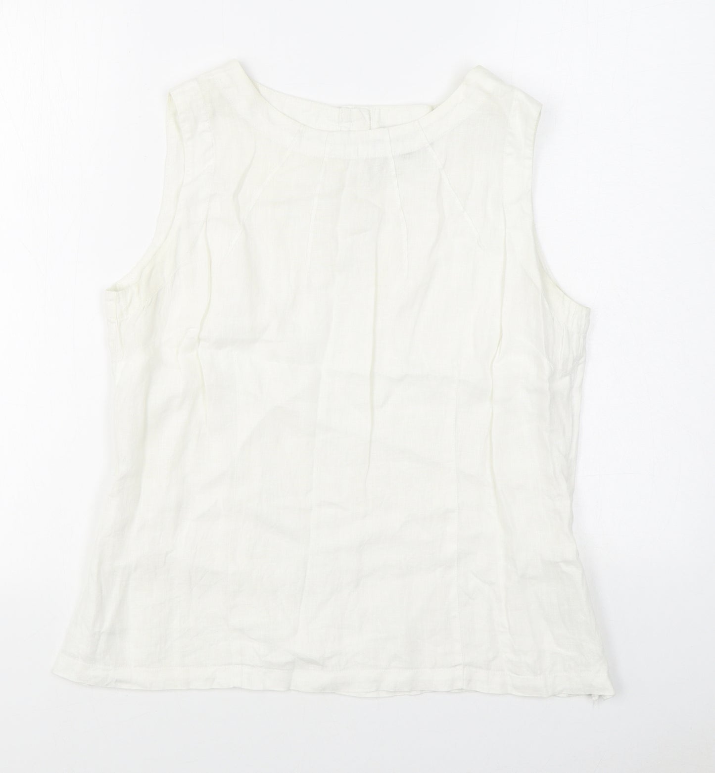 NEXT Womens White  Linen Basic Blouse Size 10 Boat Neck