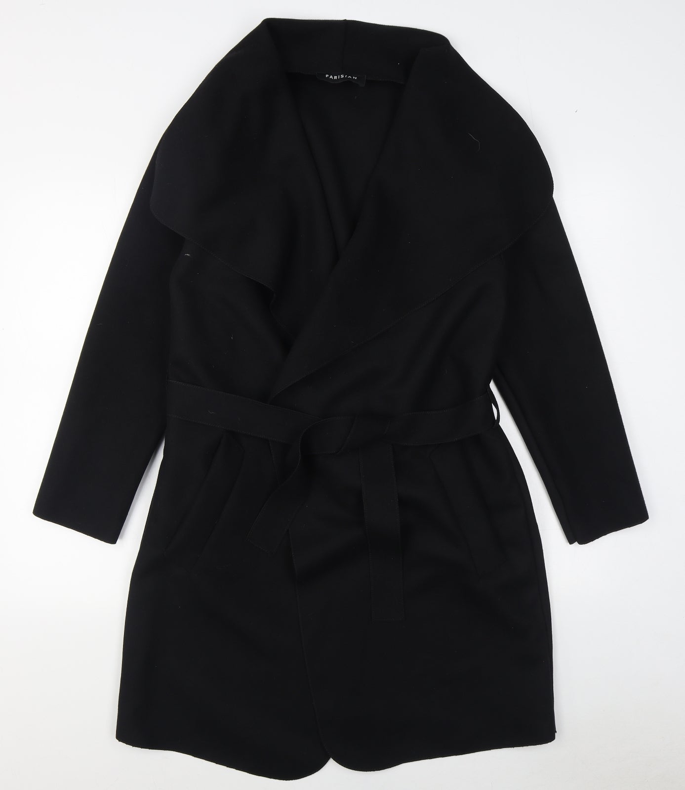 Parisian Collection  Womens Black   Overcoat Coat Size S  Tie