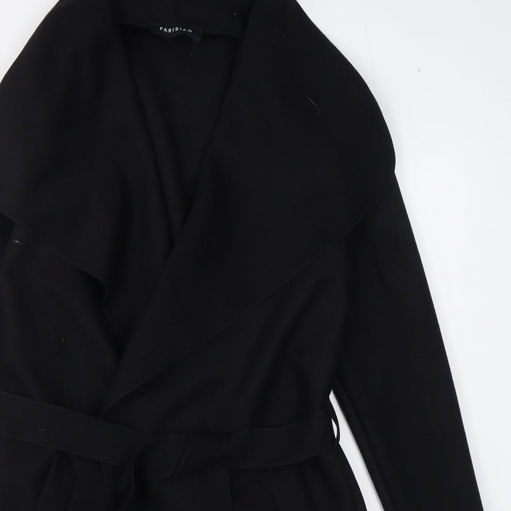 Parisian Collection  Womens Black   Overcoat Coat Size S  Tie